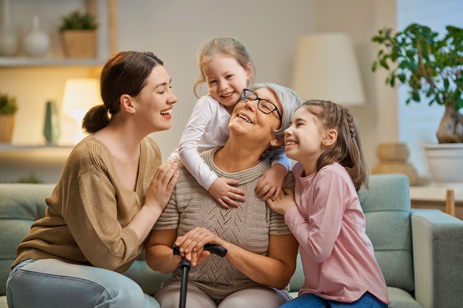 Grandmother with her daughter and two granddaughters